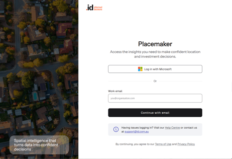 Screenshot of login screen