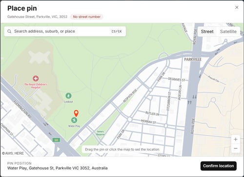 Place pin option to locate address to show in Placemaker
