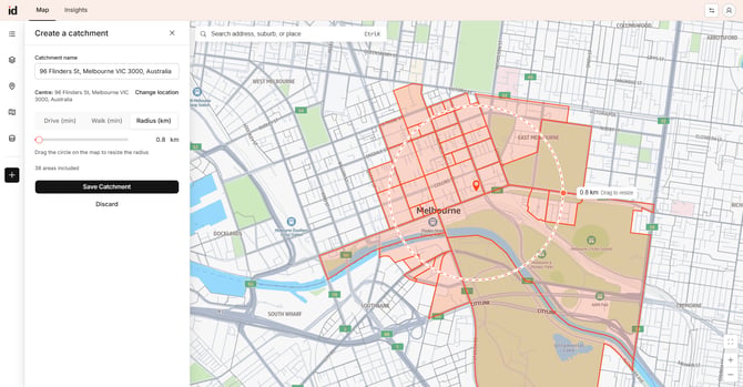 Screenshot showing the radius drag in Placemaker