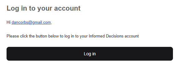 Screenshot of the magic link login email sent by .id.